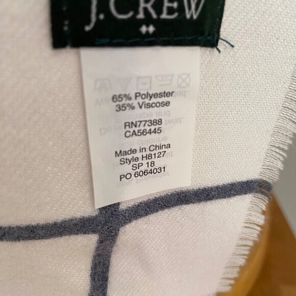 J.Crew Womens Grid & Stripe Ruana Scarf wrap With Coral Accent Polyester/Viscose - Picture 5 of 7